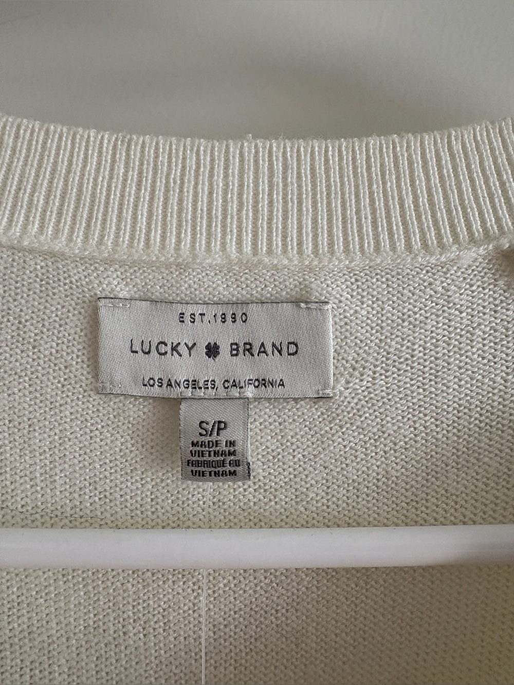 Lucky Brand Cream Ribbed Crewneck Sweater